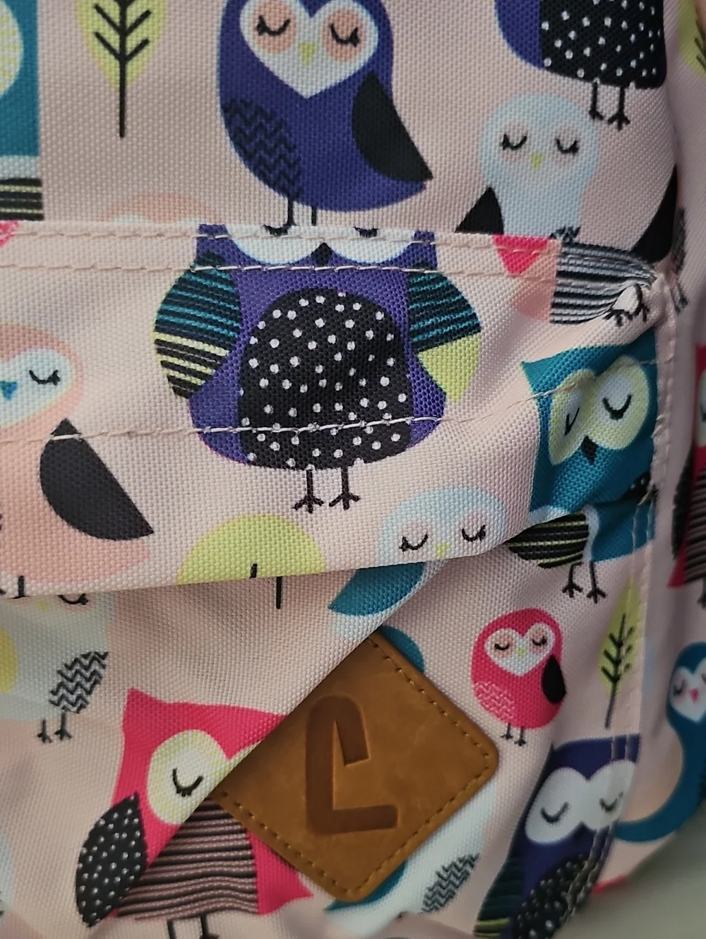 NWT Staples Kids Pink Owl Backpack Padded Tech Sleeve 16x12 School Bag